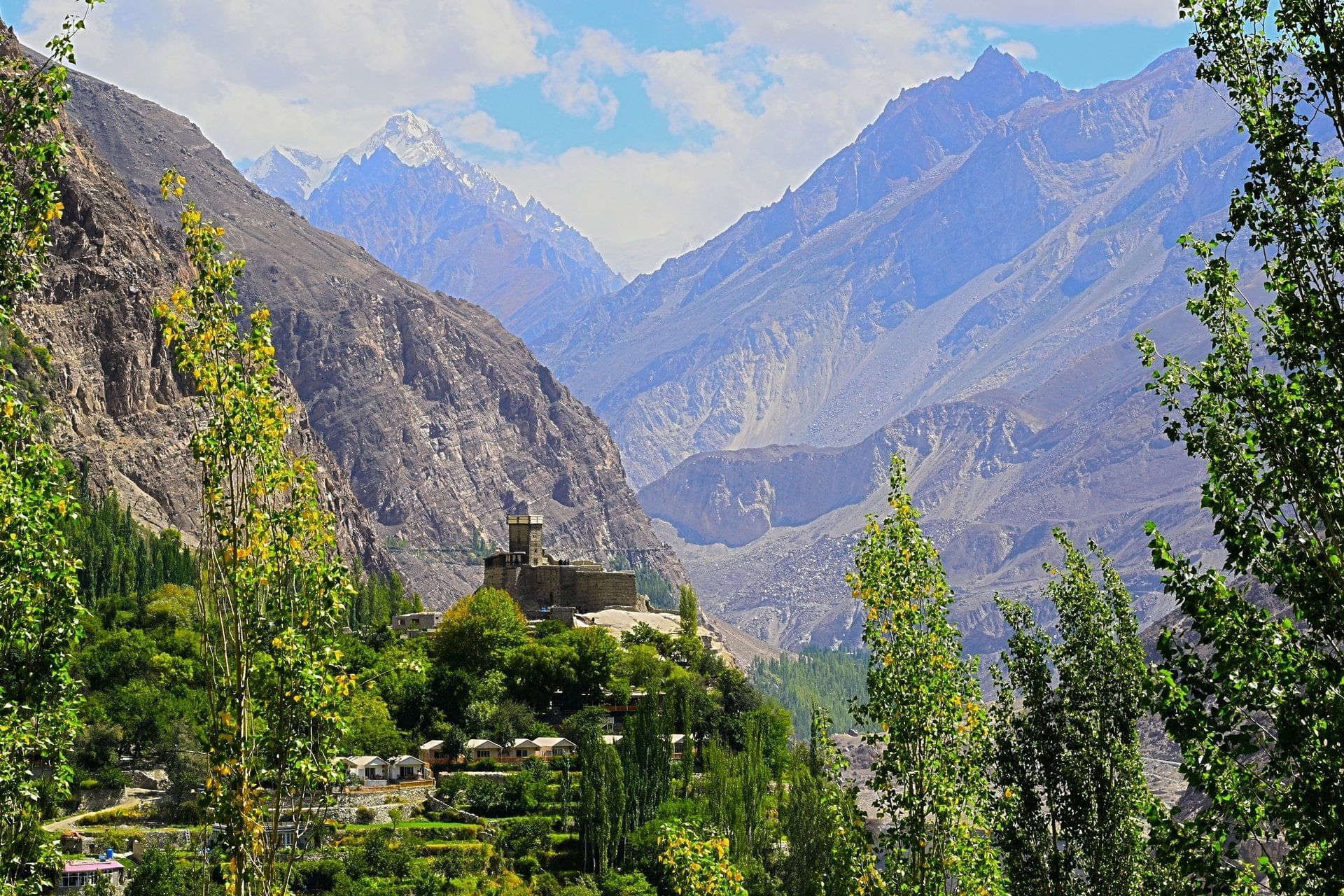 Landscape view of Hunza by mountains near Serena Altit Fort