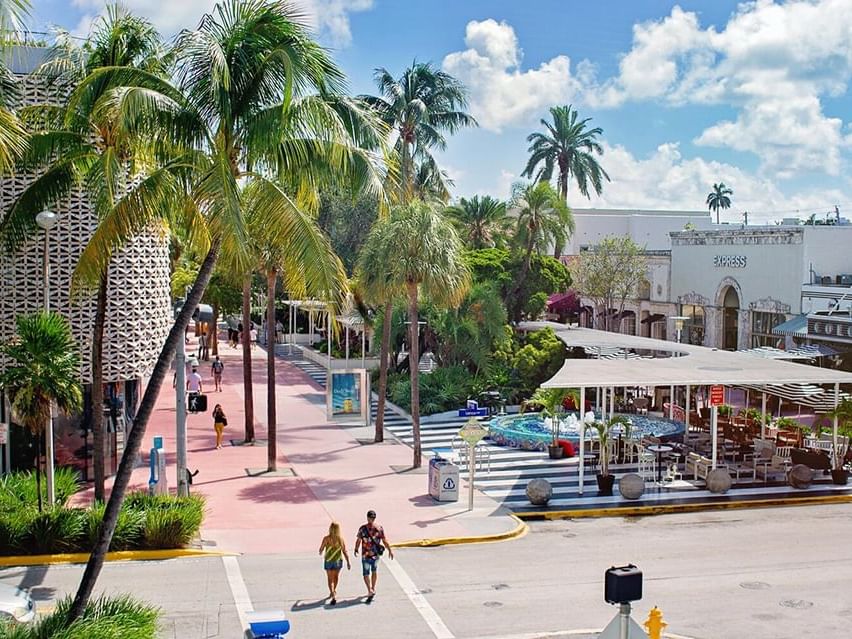 Elevated view of Lincoln Road Mall near Esme Miami Beach