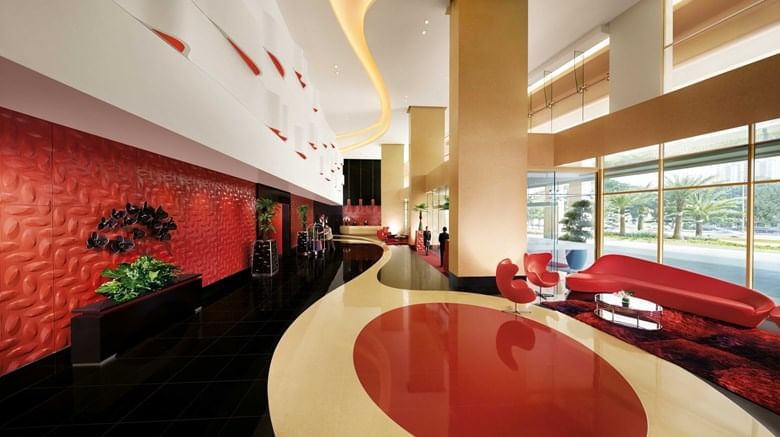 High-angle view of the lobby area at Sunway Lagoon Hotel