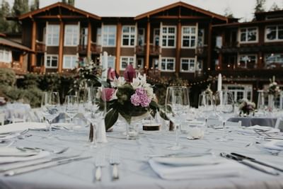 Wedding banquet table at Alderbrook Resort & Spa