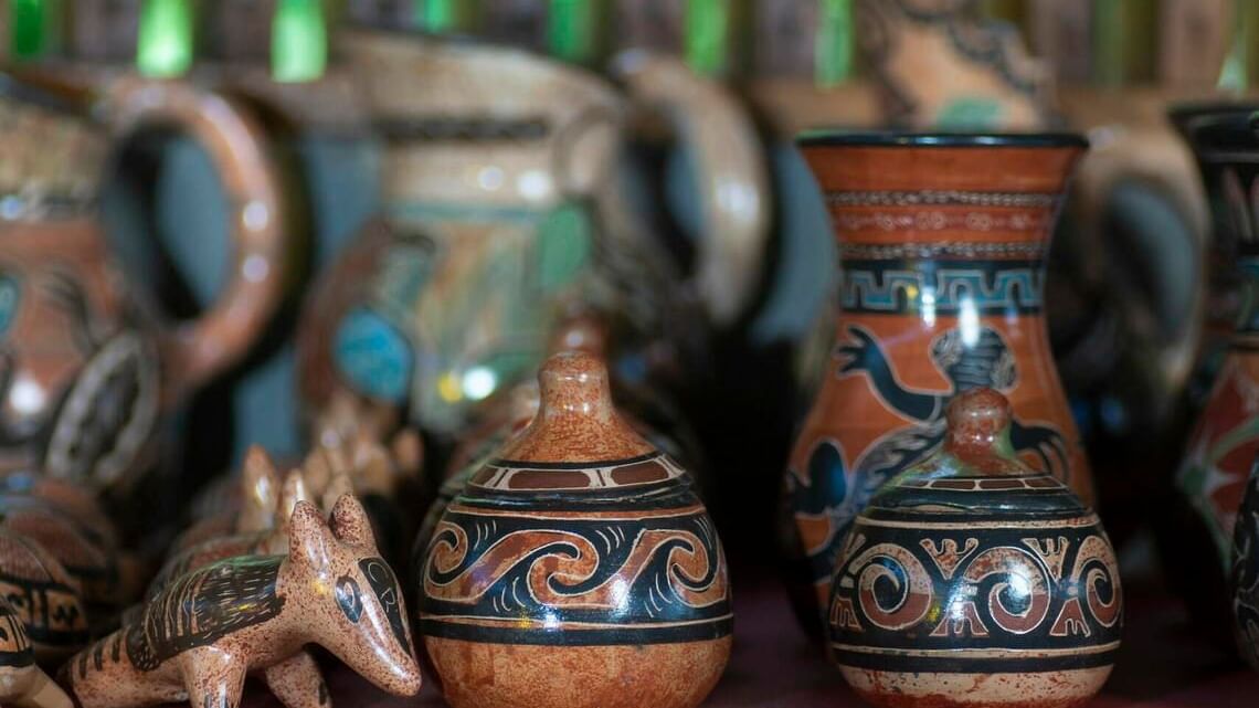 Close-up on Handcraft pots & toys at Buena Vista Del Rincon