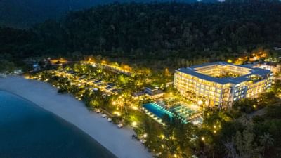 Aerial view of The Danna Langkawi in the night