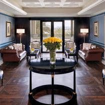 Seating area in Business Center lobby at Palazzo Versace Dubai