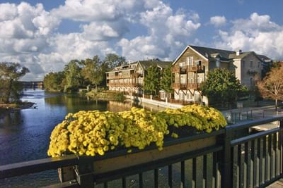 Yellow flowers on a bridge at The Herrington Inn & Spa