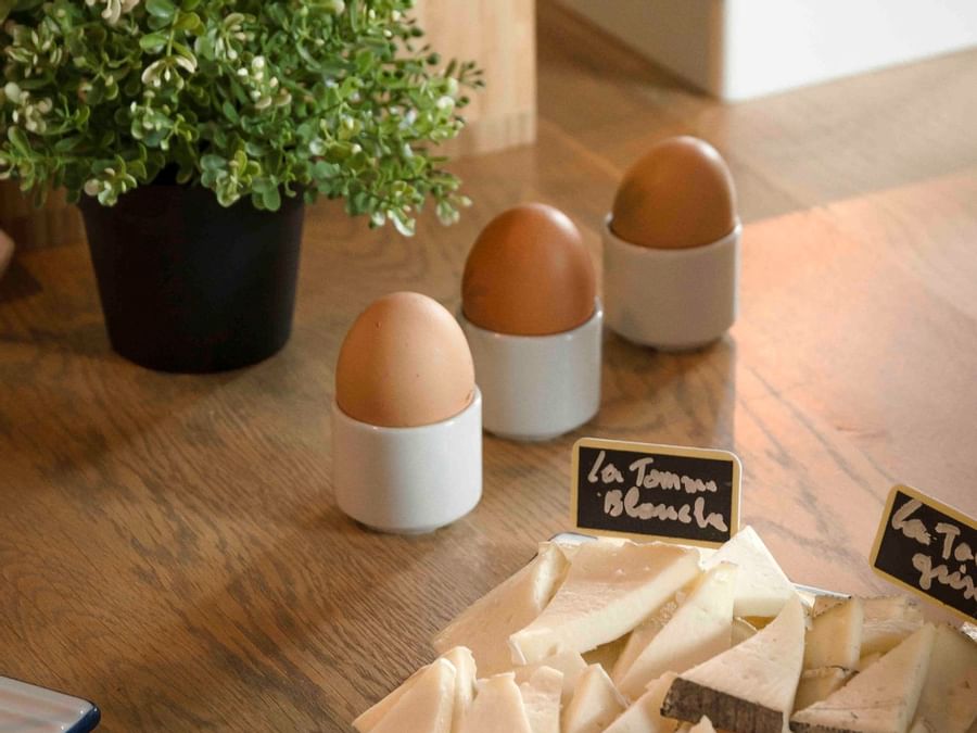 Ossau-Iraty cheese with boiled eggs at The Originals Hotels