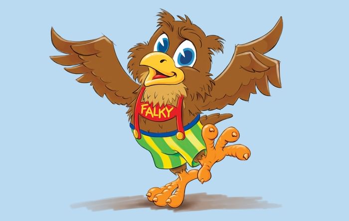 Illustration of an eagle with Falky sign at Falkensteiner Hotels & Residences