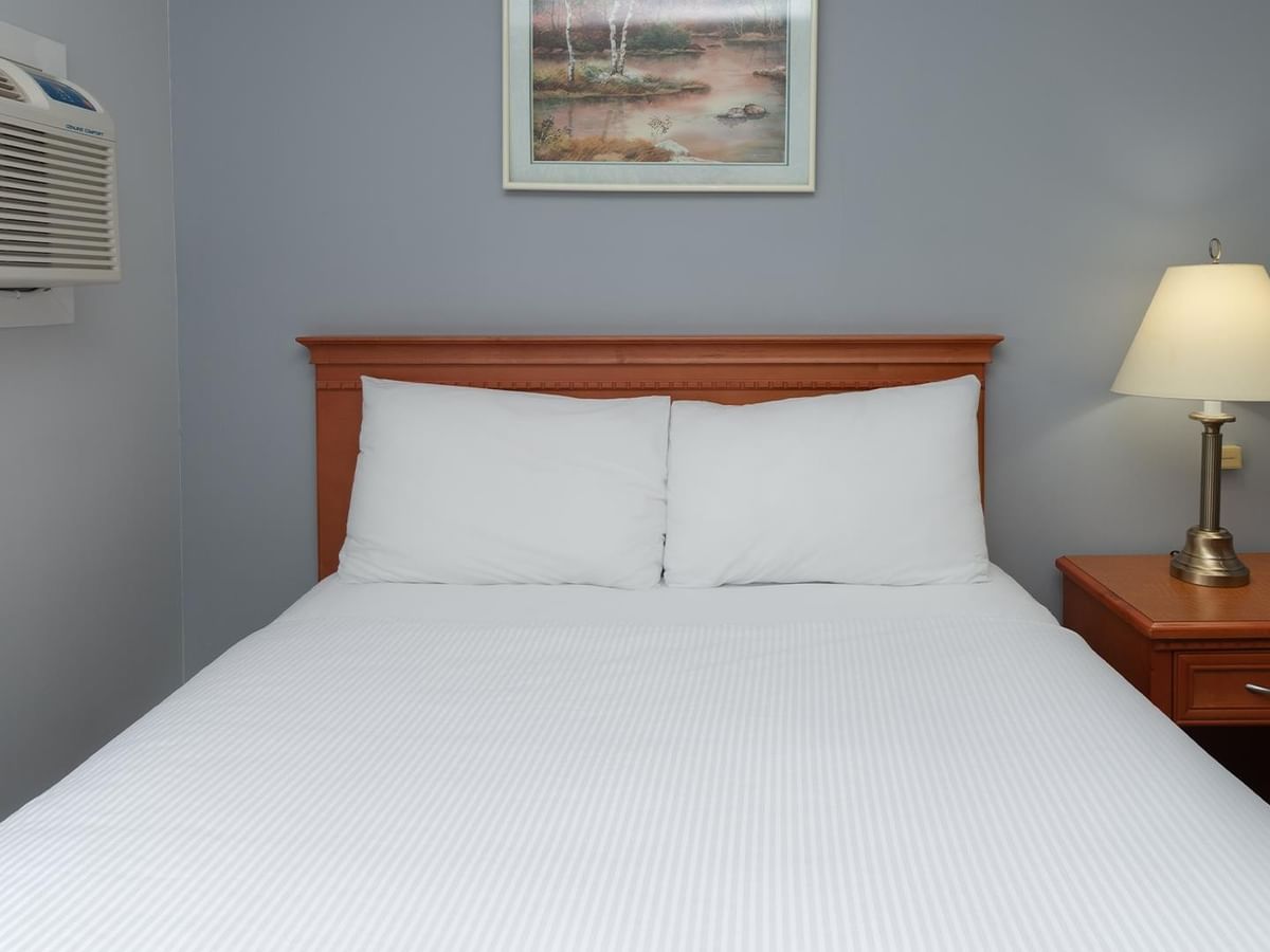 Coast Queen Pet Friendly room with queen bed and wooden furniture.