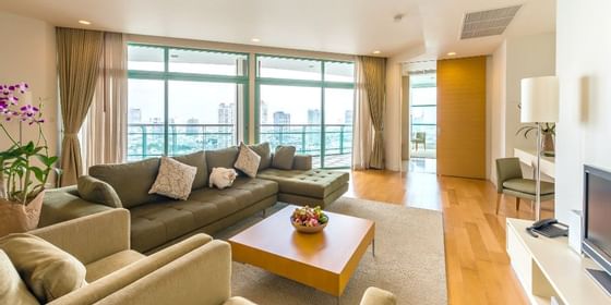 Apartment room, lounge area at Chatrium Hotels & Residences