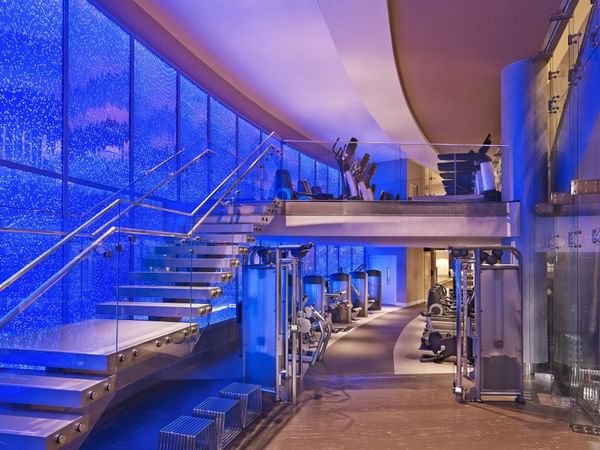 Modern interior design of the 24-hour fitness center at The Diplomat Resort