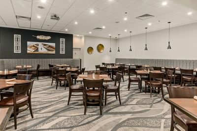 dining tables in spacious room