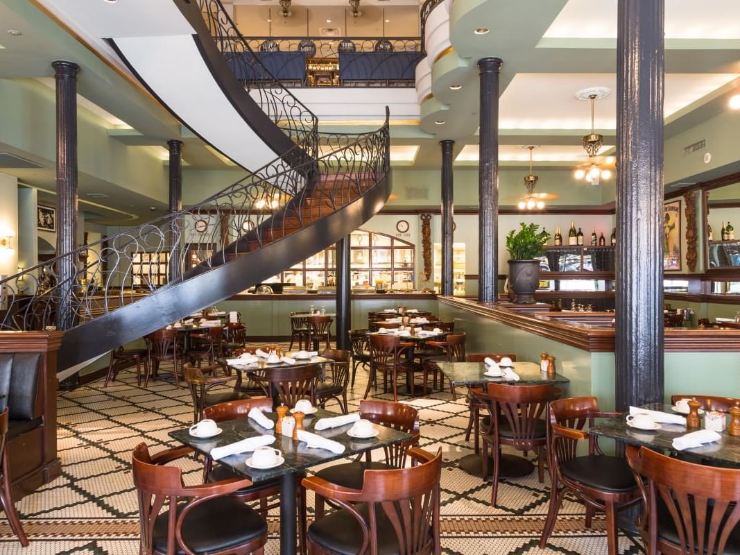 Dining table set-up in Palace Café near La Galerie Hotel