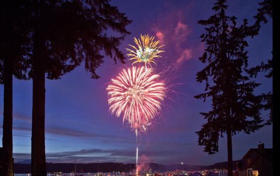 Fireworks at night at Alderbrook Resort & Spa