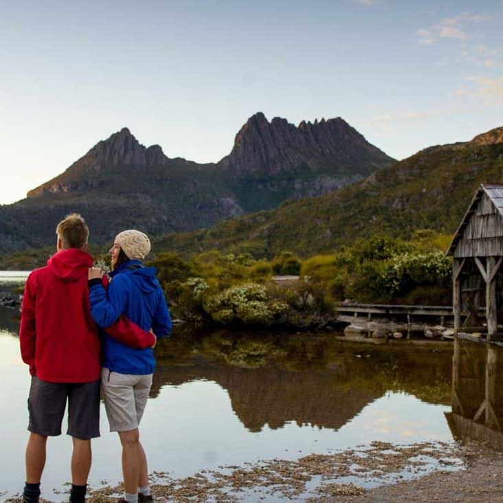 A Couple by dove lake near Cradle Mountain Hotel