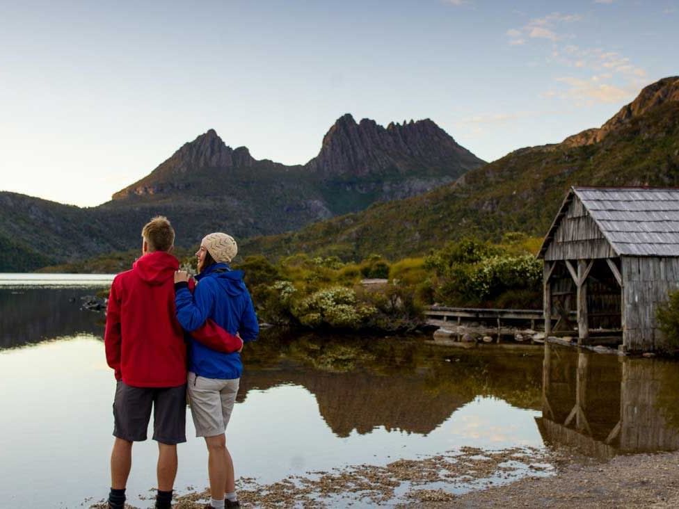 A Couple by dove lake near Cradle Mountain Hotel