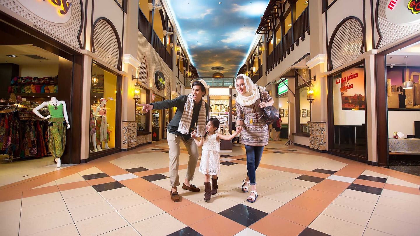 Family enjoying their time in Sunway Pyramid Mall near Sunway Velocity Hotel