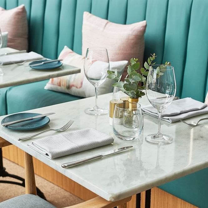Close up of the dining tables at Pullman Quay Grand Sydney