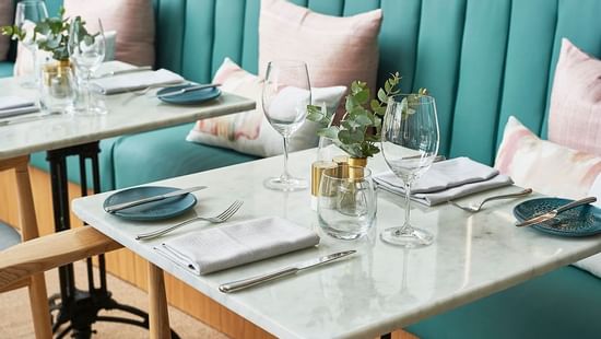Close up of the dining tables at Pullman Quay Grand Sydney