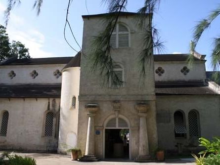 Exterior of St. James Parish Church facade in Holetown near All Seasons Resort Europa