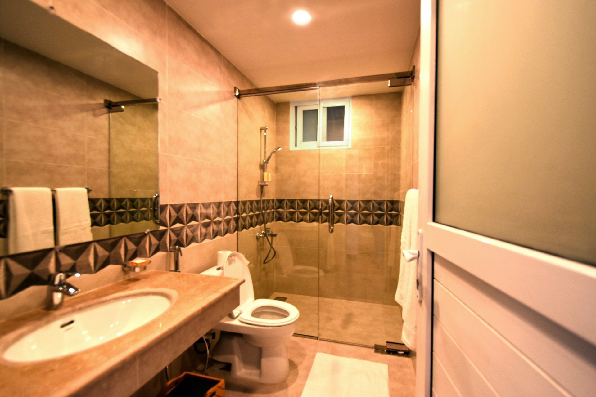 Interior of the bathroom in a hut at Serena Altit Fort