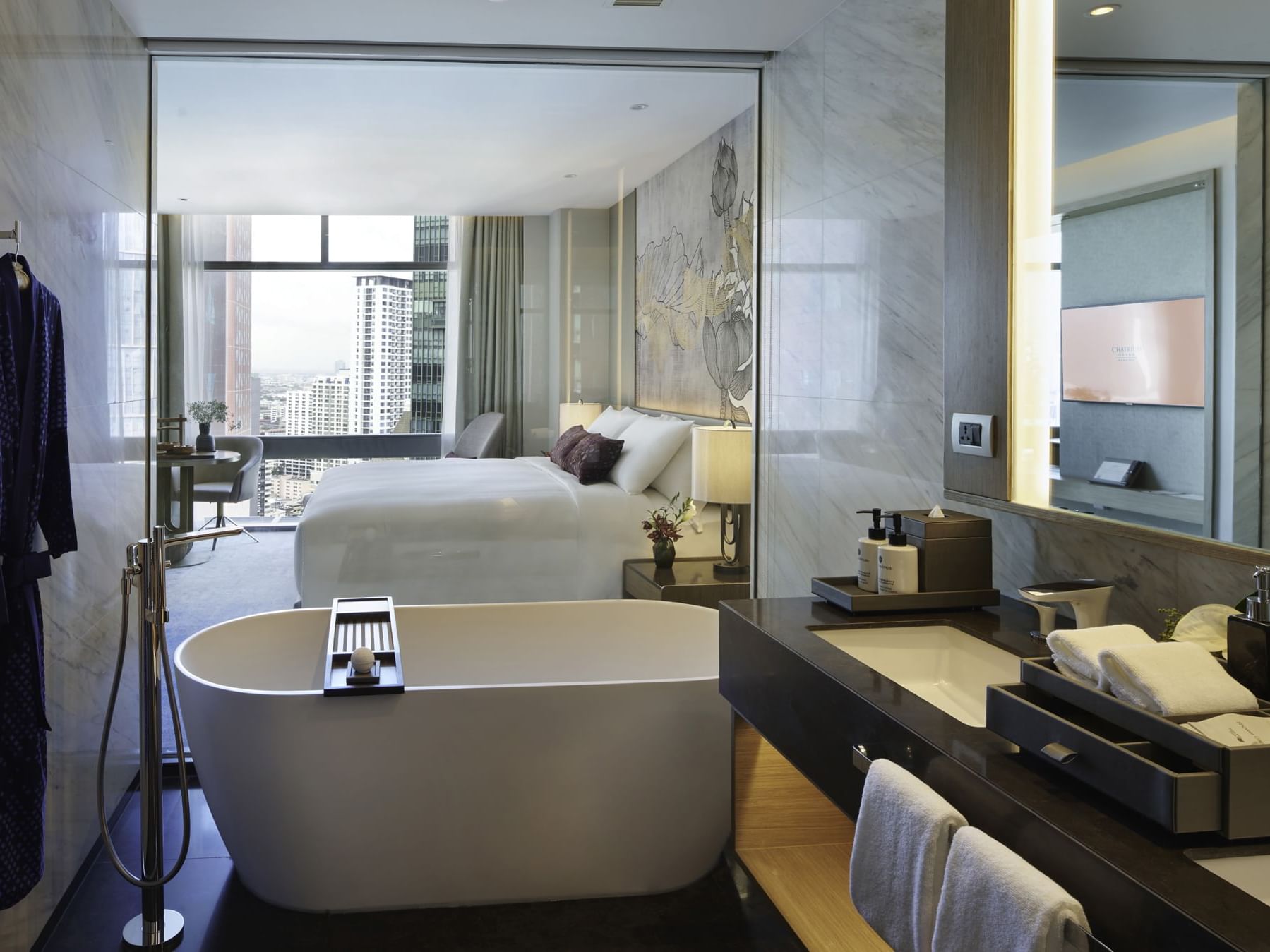 Vanity & bath tub, Two Bedroom Suite at Chatrium Grand Bangkok