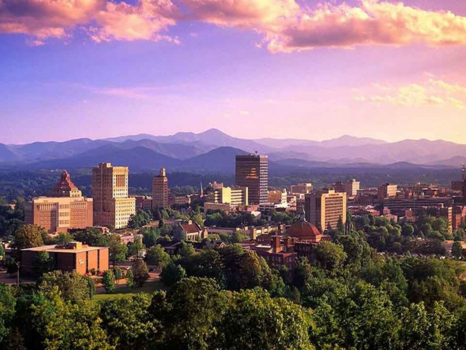 Aerial view of Downtown Asheville near Mountain Inn & Suites