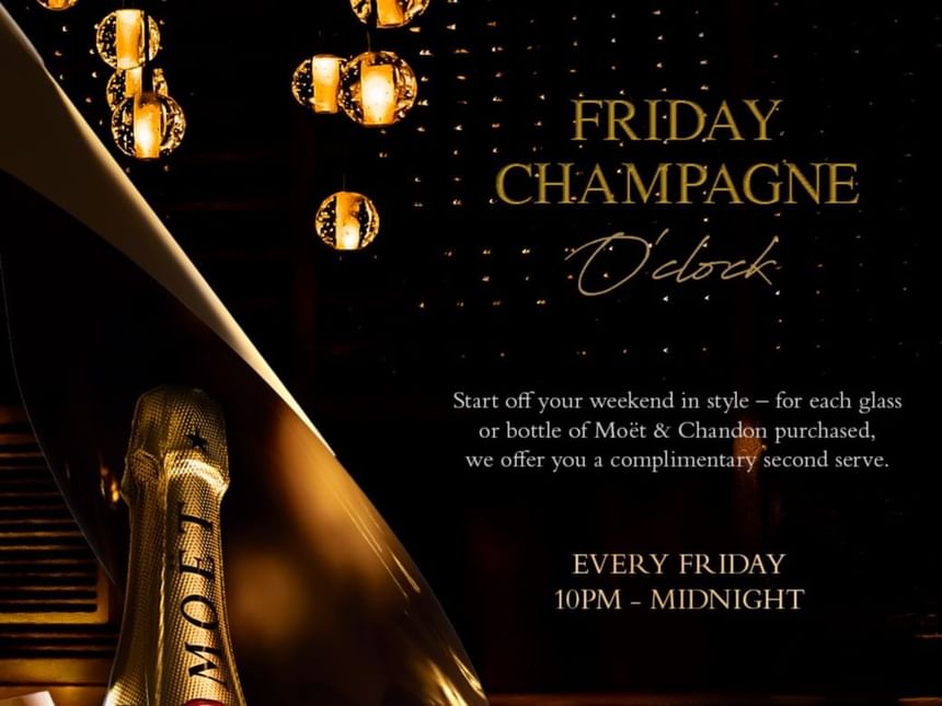 Friday Champagne O'clock promoting poster used at Park Hyatt Saigon