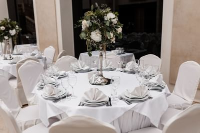 Floral banquet wedding arrangement at Azalai Hotel Dakar