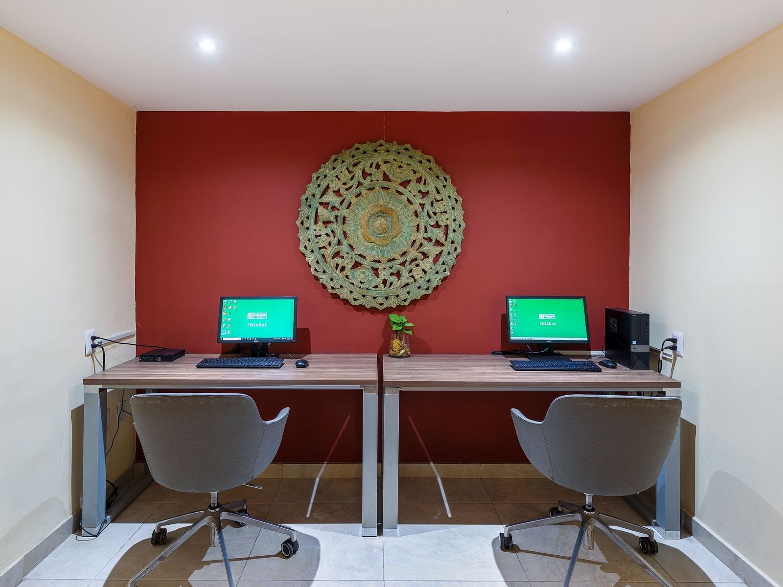 2 desktop computers in the business center at Gamma Hotels