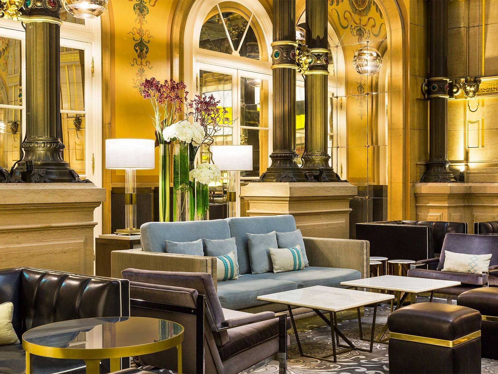 Lounge area in Le Grand Salon at Hilton Paris Opera Hotel