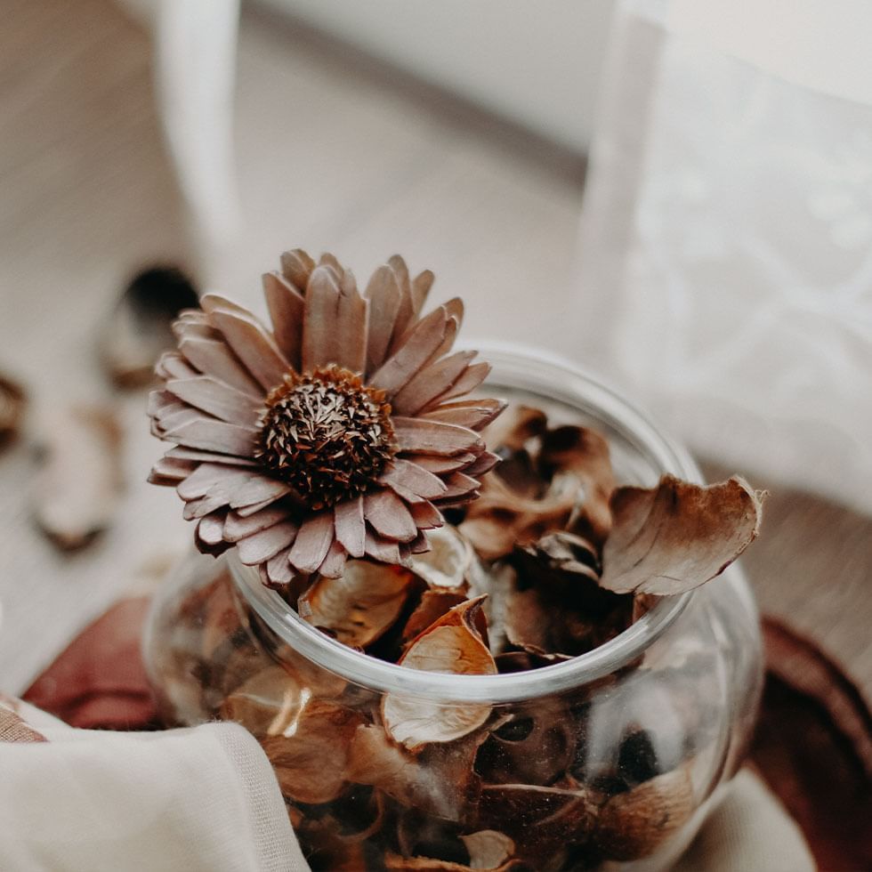 Close-up of handicraft flowers at Falkensteiner Hotels