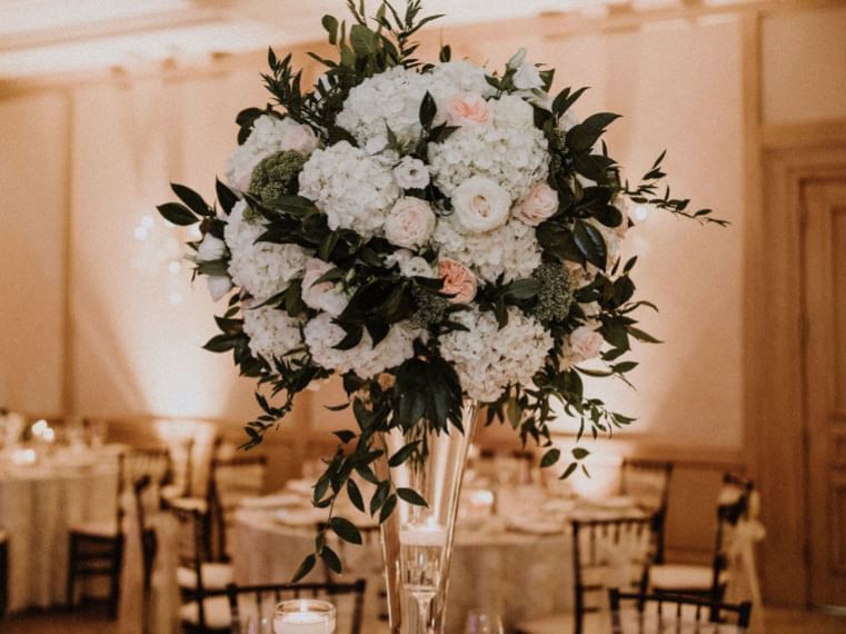 Beautiful flower set on a wedding banquet table, Townsend Hotel