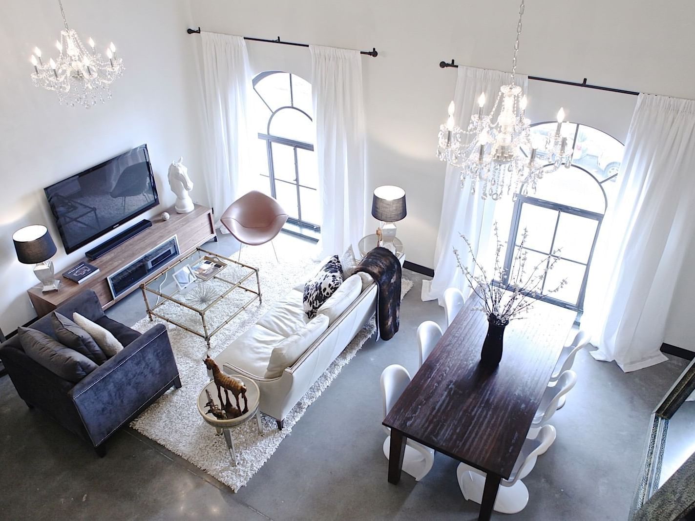 Luxury living & dining area in Penthouse Unit Q, The Mayo Hotel