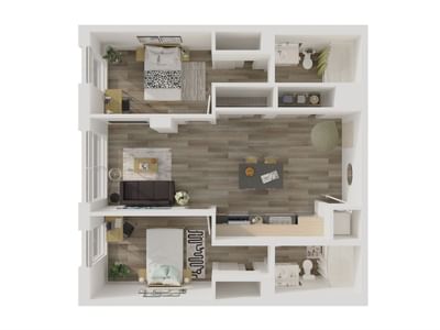 Laurent: 2 Bed 2 Bath Layout B