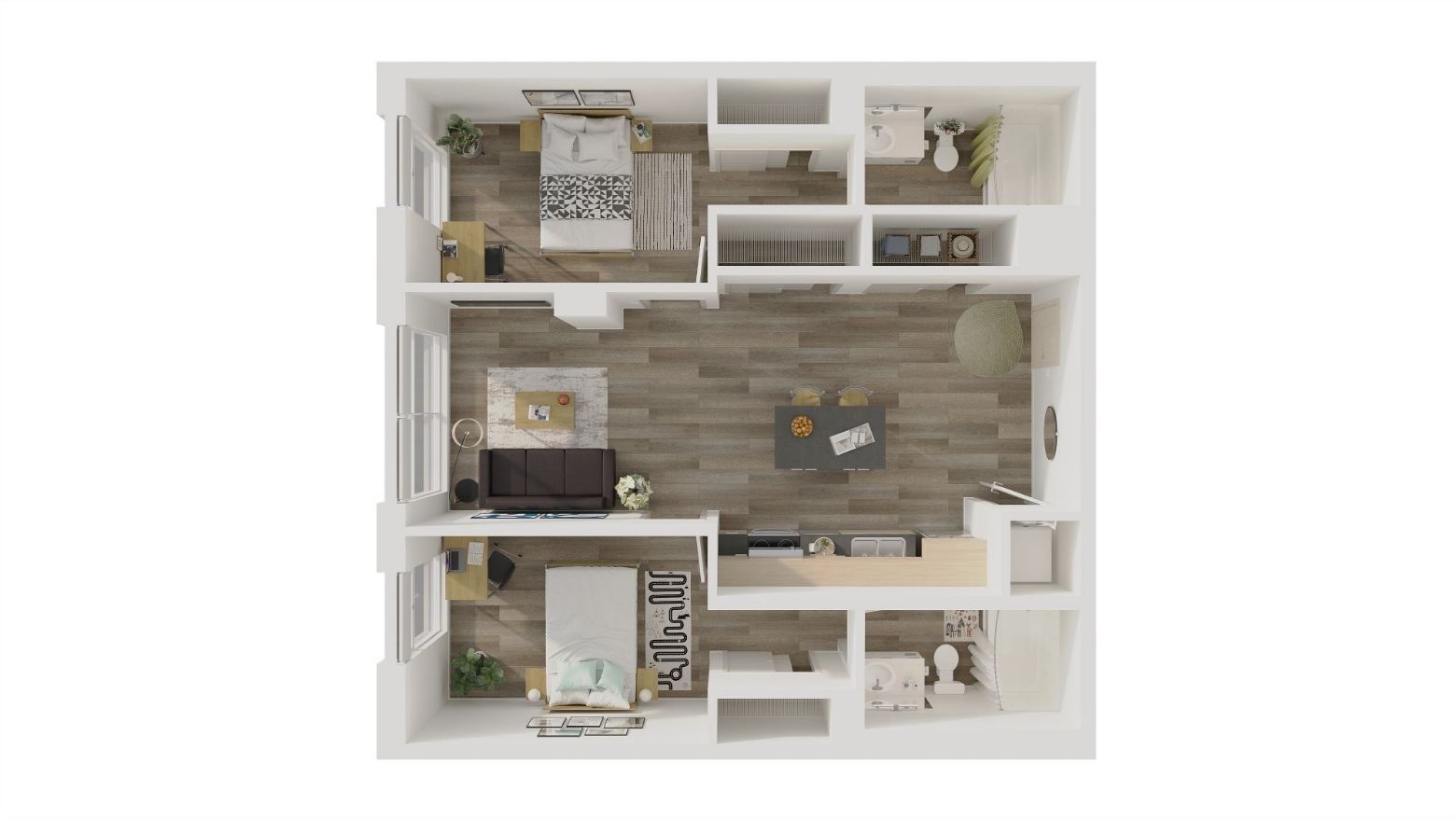 Laurent: 2 Bed 2 Bath Layout B