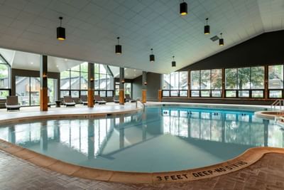 Interior of indoor pool in The Lodge at Schroon Lake