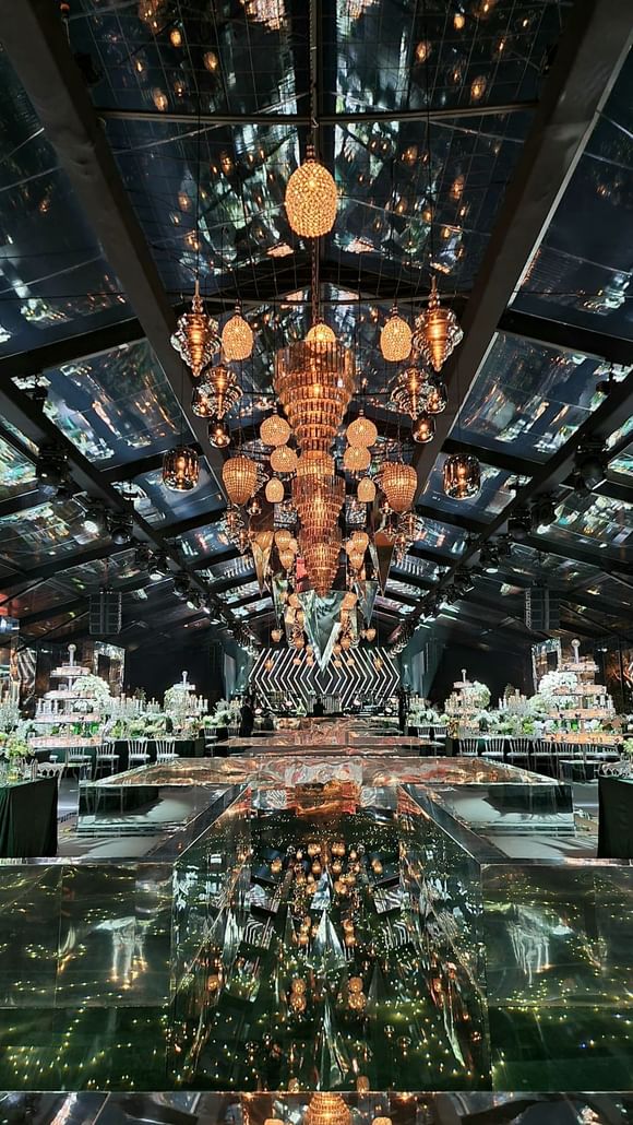 Beautiful ceremony under chandelier light at Selman Marrakech