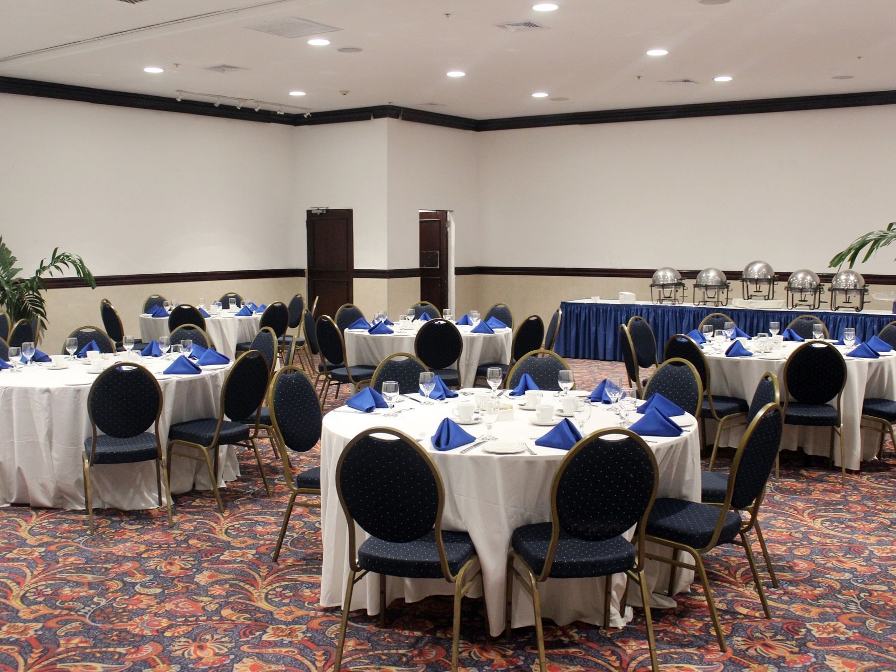 Banquet set-up & buffet area in Norman Manley Suite at Jamaica Pegasus Hotel