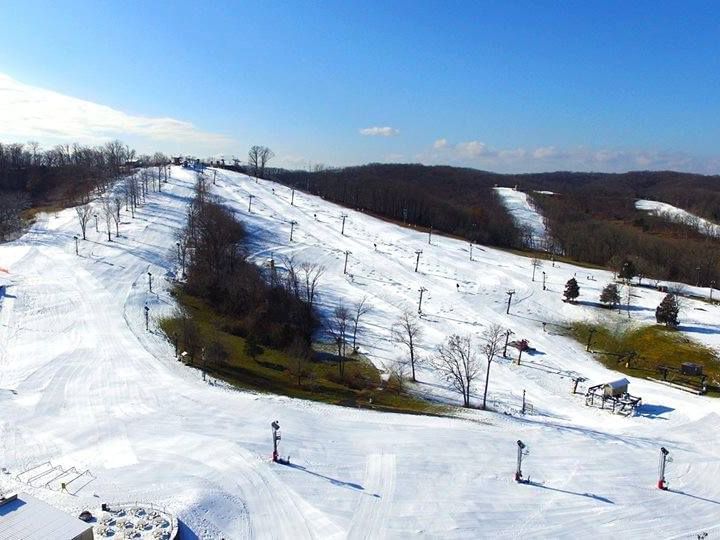 Ski tracks in Hidden Valley Ski Resort near The Wildwood Hotel