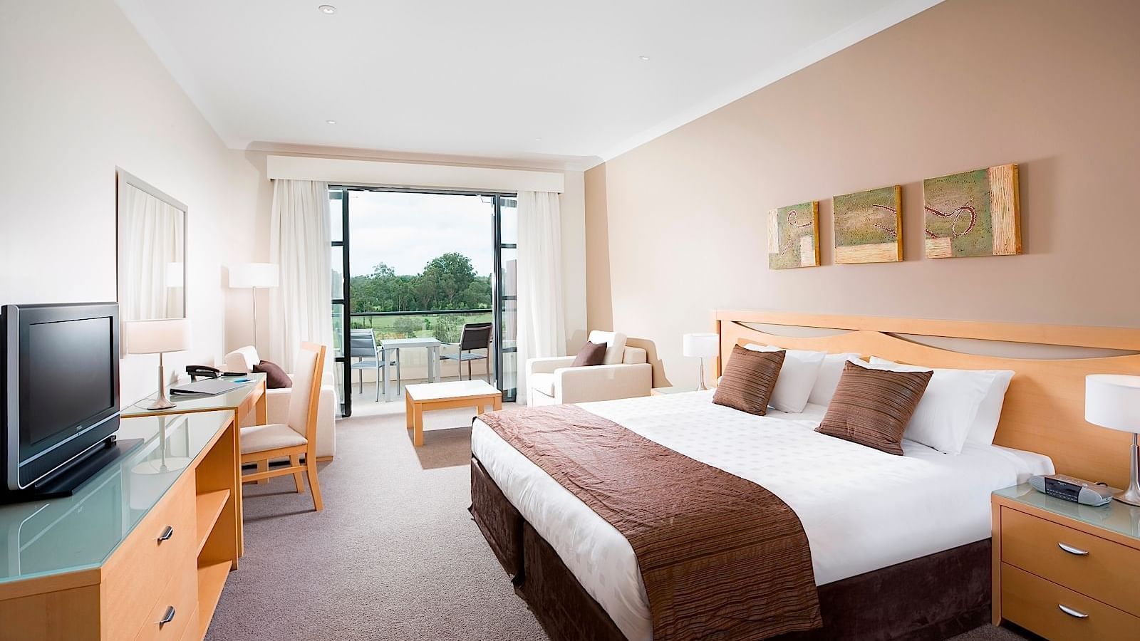 Comfortable room for guests with balcony views