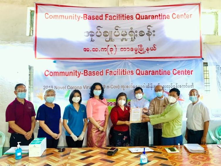 Group photo taken while the Donation for Covid-19 Prevention