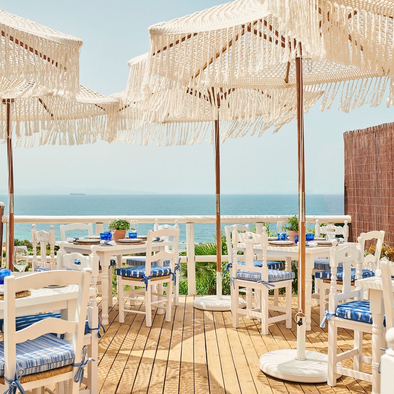 views of the atlantic ocean and africa from El Mirlo restaurant in Tarifa