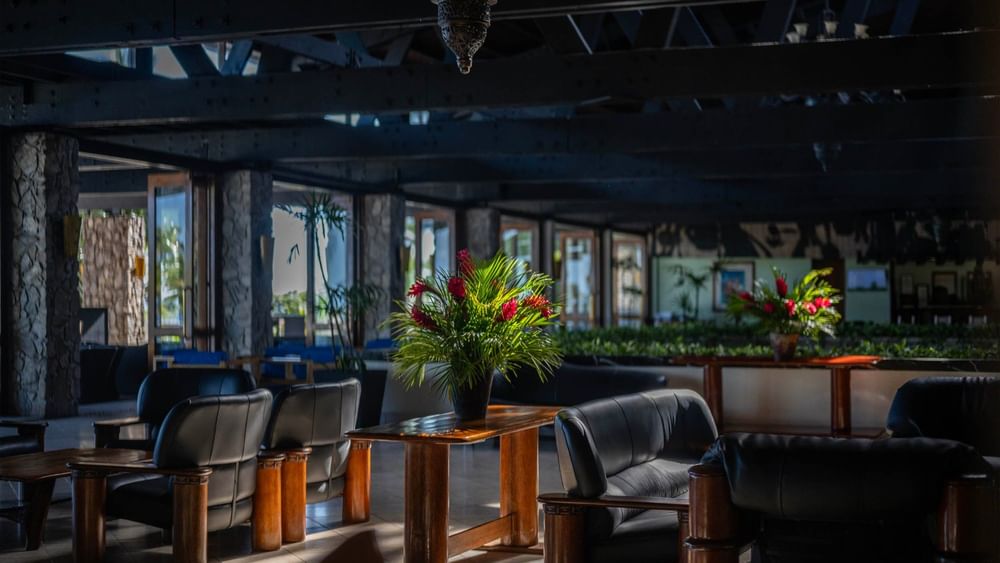 Interior seating area of Sunset Terrace Bar at Warwick Fiji Resort and Spa, Korolevu.