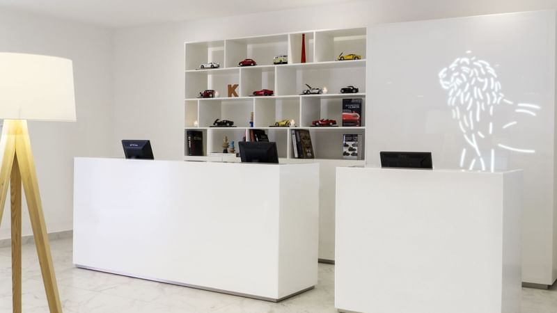 Front desk in the Reception area at Fiesta Inn León