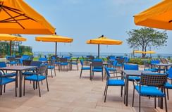 Outdoor dining in Kahuzi biega Restaurant at Goma Serena Hotel