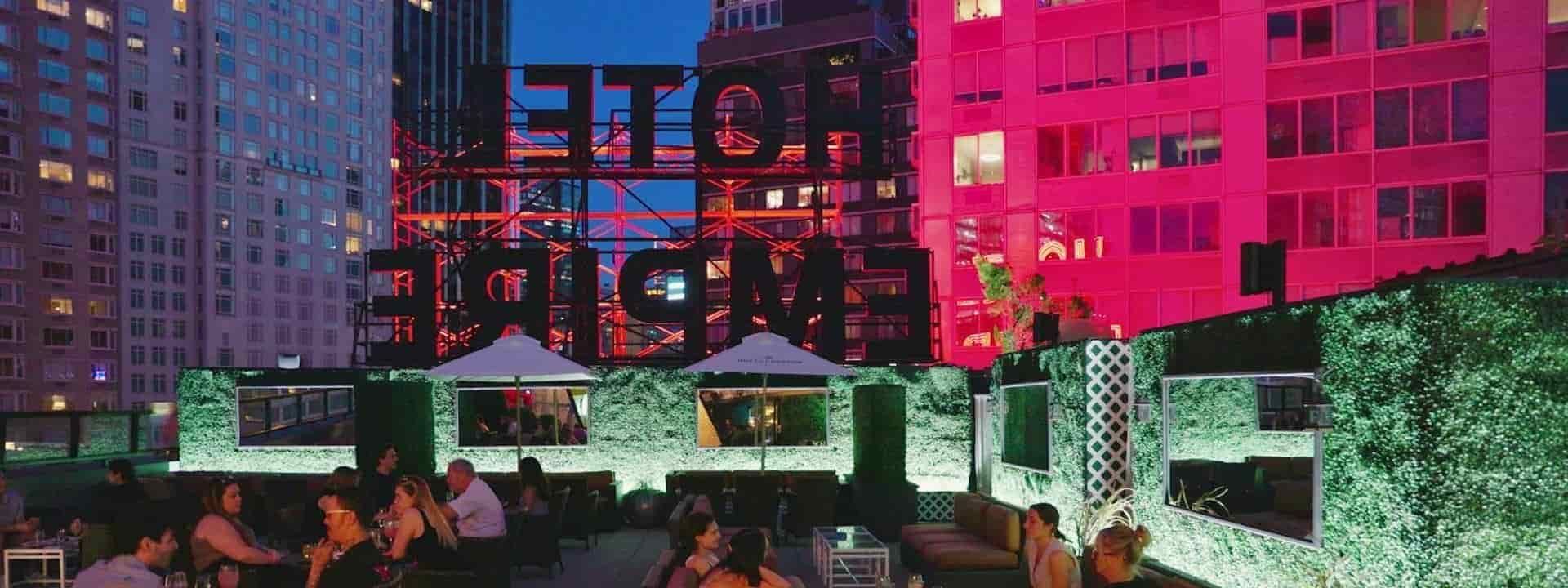 Empire Hotel Rooftop Bar Terrace at Night