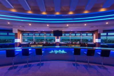 Interior of Aura Sky Lounge restaurant at Pegasus Hotel Guyana