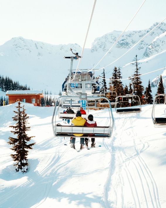 Peoples skis at Paradox Hotels during winter