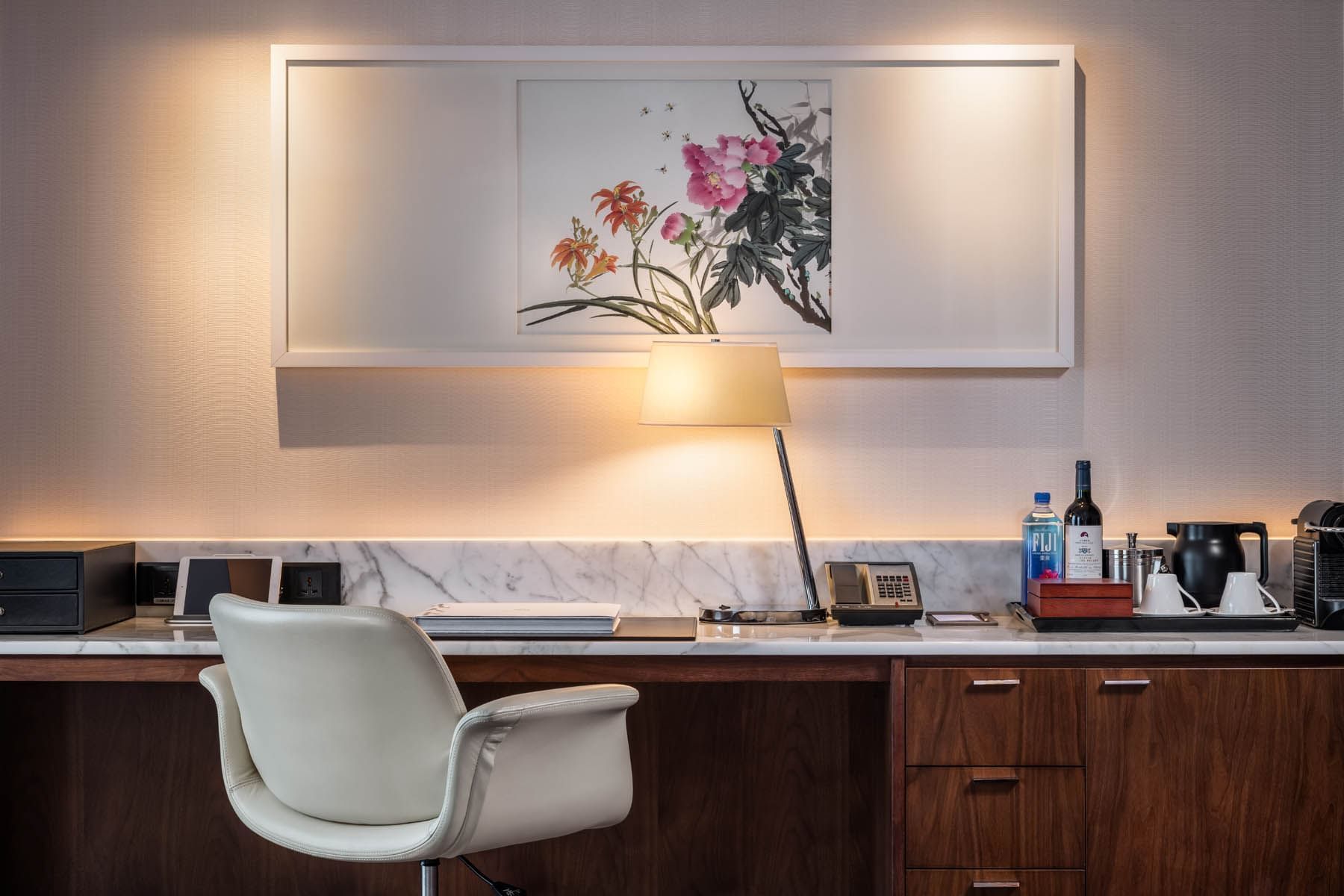 Workspace area in a hotel room at White Swan Hotel