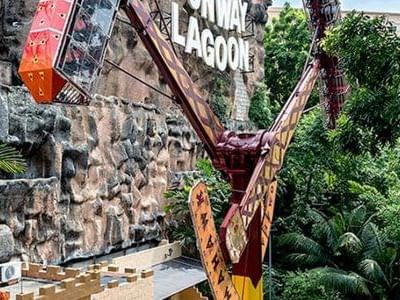 Sunway Lagoon Theme Park's official logo sign on the entrance near One World Hotel