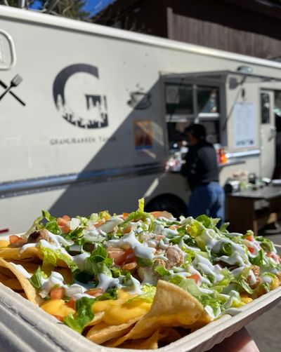 Nachos dish with mobile food truck at Granlibakken Tahoe